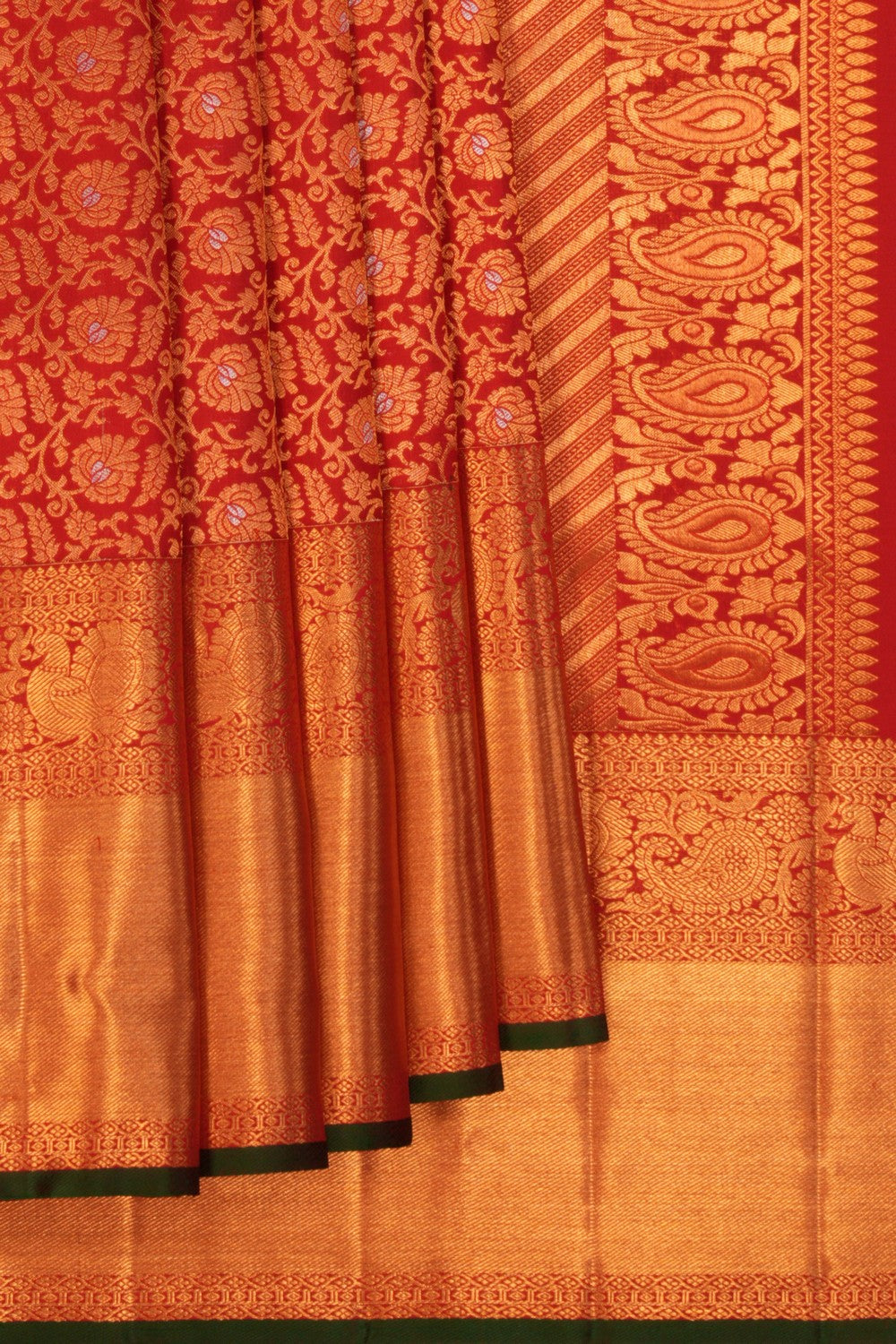 Image of Radiant Red Brocade Kanchipattu Saree